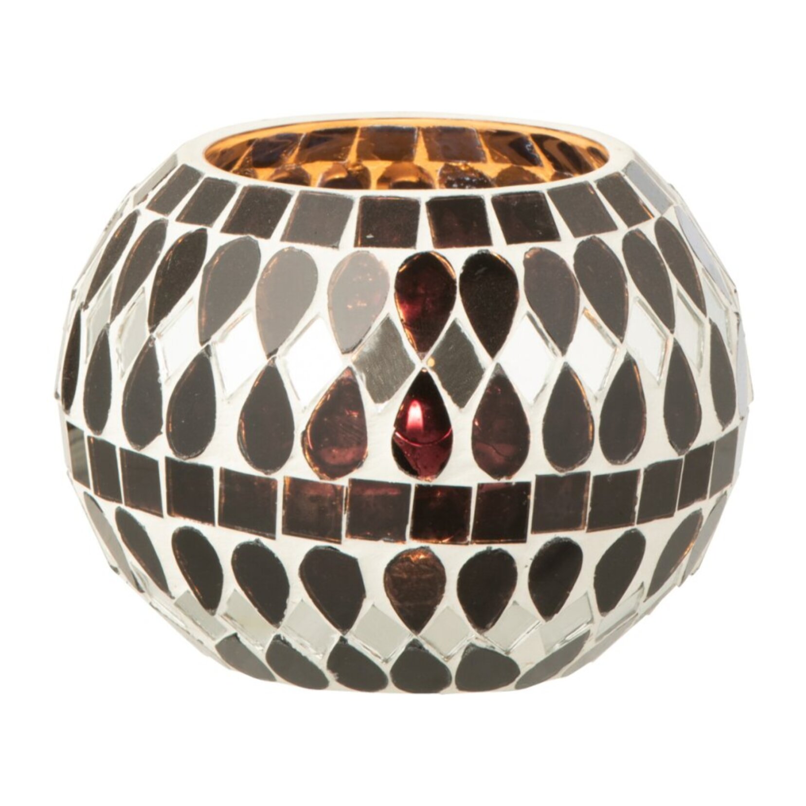 J-Line photophore Mosaïque - verre - noir/argent - small