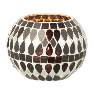 J-Line photophore Mosaïque - verre - noir/argent - small