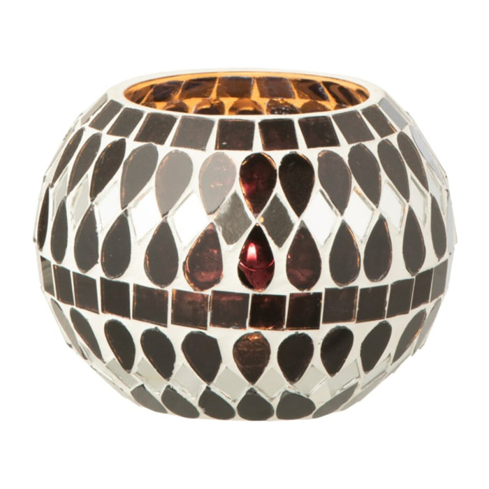 J-Line photophore Mosaïque - verre - noir/argent - small