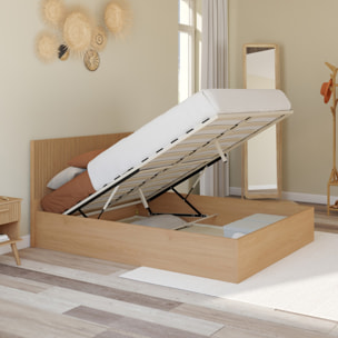 Lit coffre Faustine 140x190cm tête de lit lattes