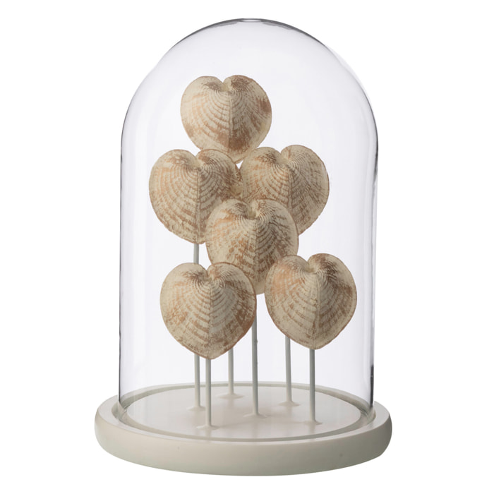 J-Line Cloche décorative Coquillage - verre - blanc/blanc cassé - small