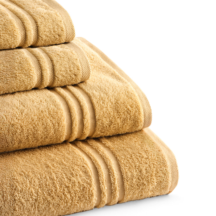 Set de serviettes éponge 100% Coton Éponge Peigné - 700 g/m2 OCRE
