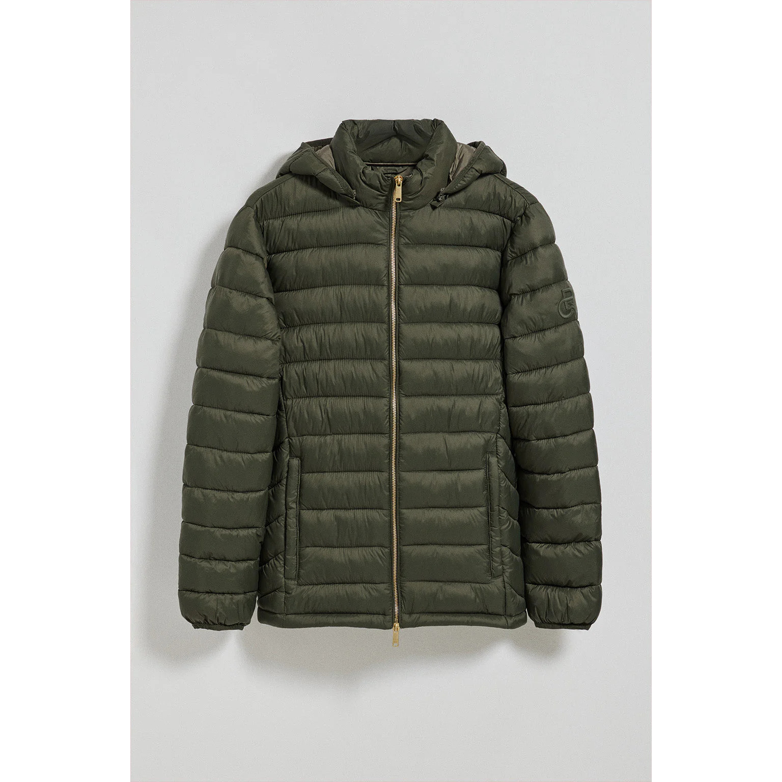 Chaqueta ultralight verde Corey de capucha extraíble y bordado PC