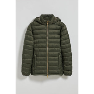 Chaqueta ultralight verde Corey de capucha extraíble y bordado PC