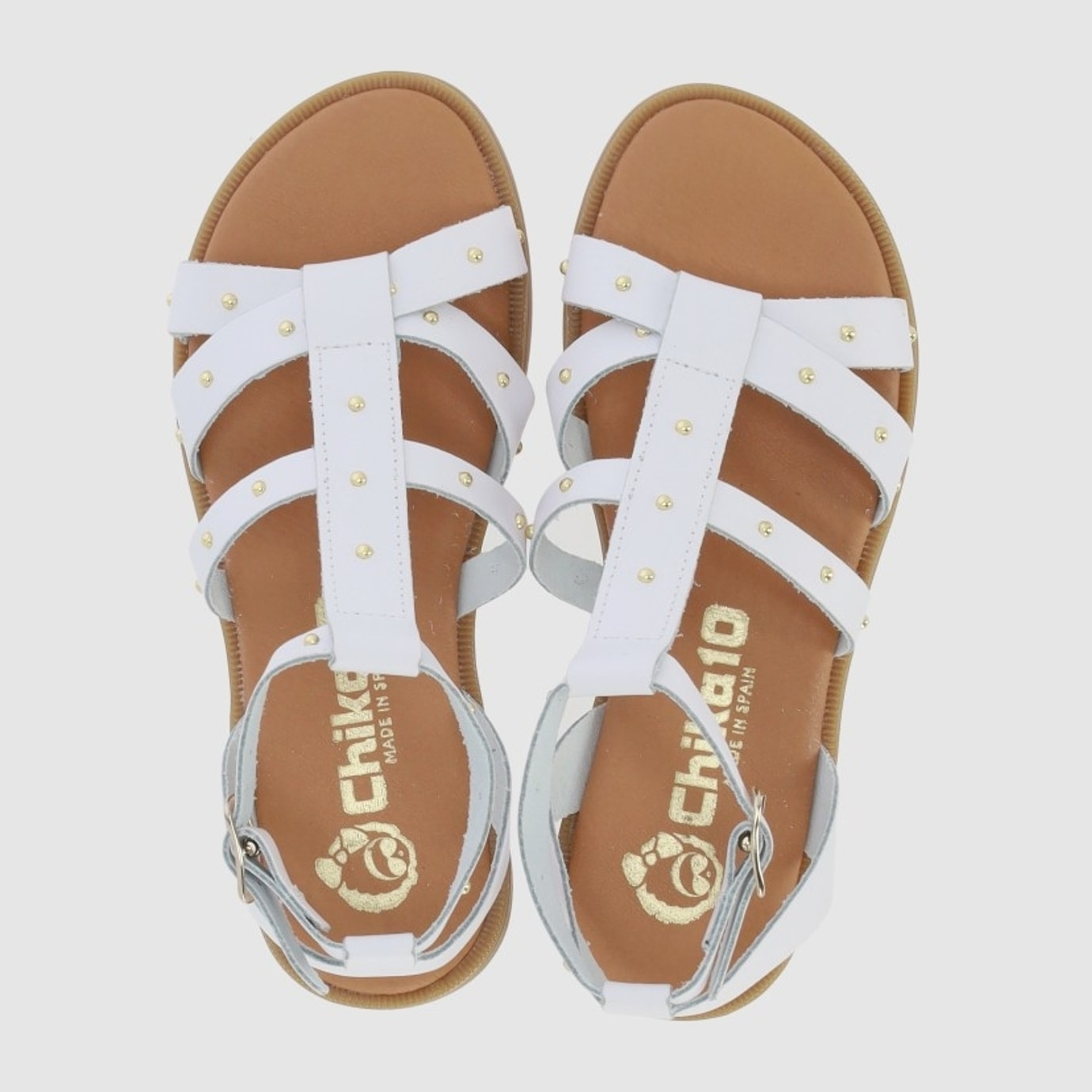 Sandalias de Piel - Blanco - Tacón: Bajo