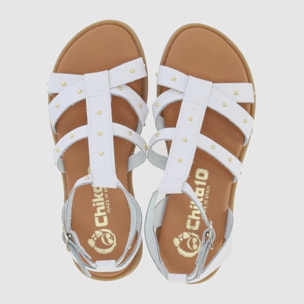 Sandalias de Piel - Blanco - Tacón: Bajo