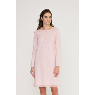 Camicia da notte donna lily in jersey invernale con collo cinque bottoni Noidinotte