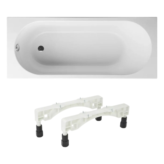 Baignoire droite VILLEROY ET BOCH O Novo acrylique avec pieds