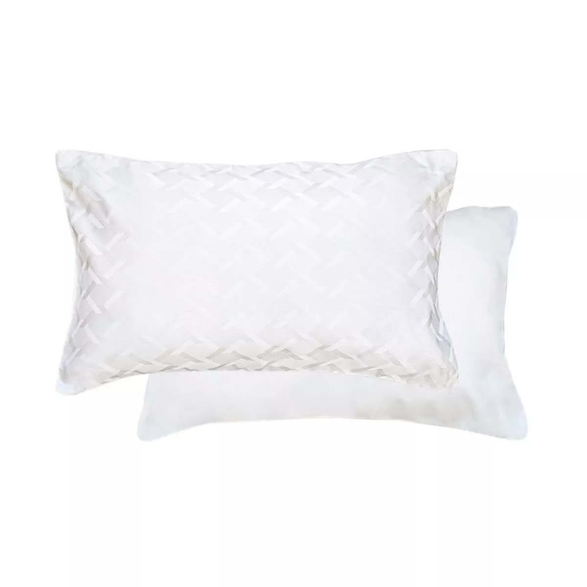 Taie d'oreiller satin de coton motif jacquard blanc Adagio blanc