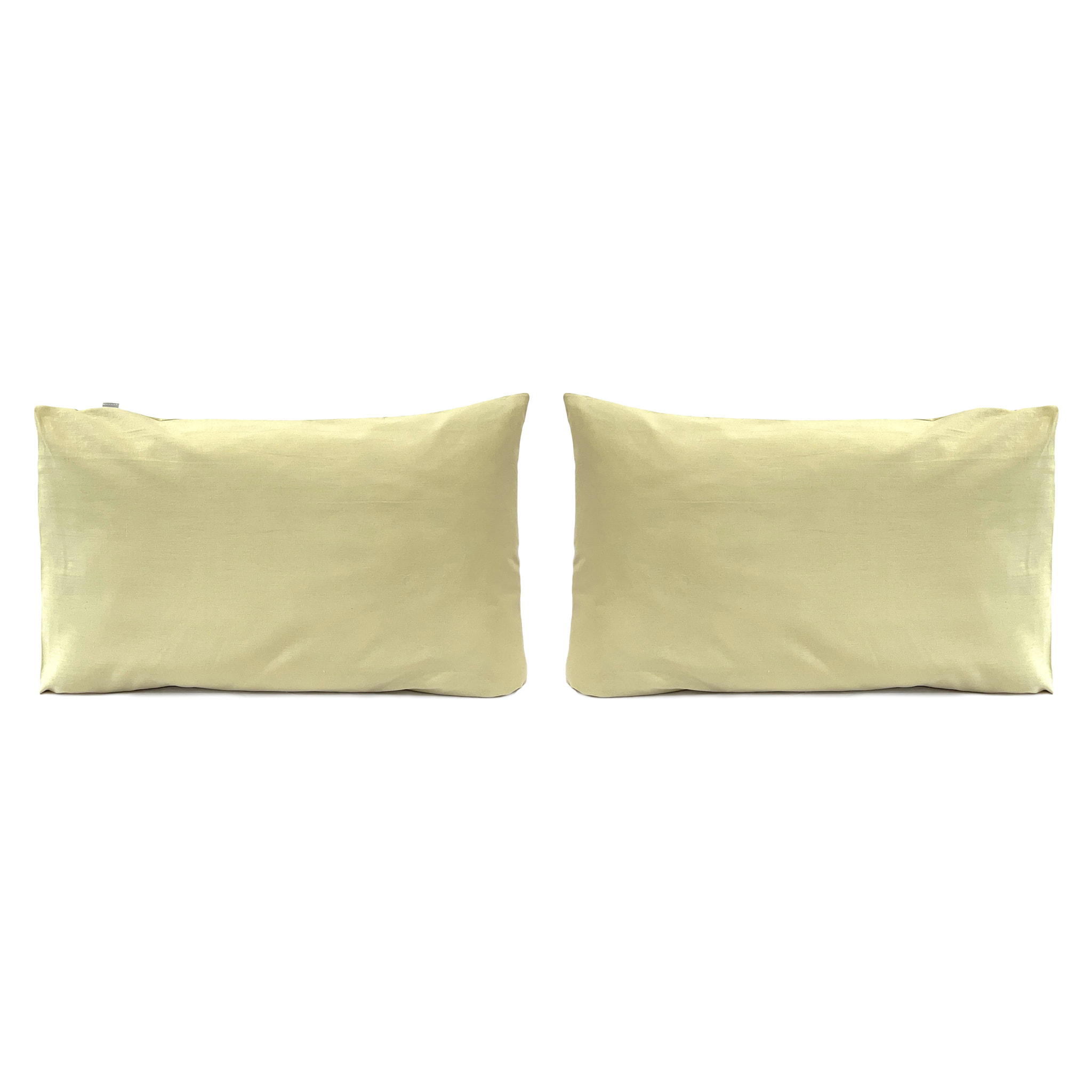 2 taies d'oreiller en lin/coton organic UNI - jaune clair