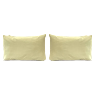 2 taies d'oreiller en lin/coton organic UNI - jaune clair