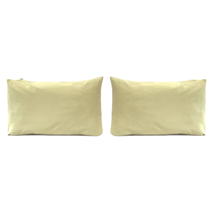 2 taies d'oreiller en lin/coton organic UNI - jaune clair