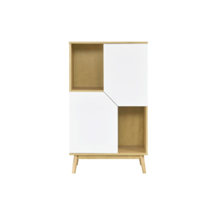 Buffet haut scandinave bois clair et blanc 2 portes L70 cm TALIA