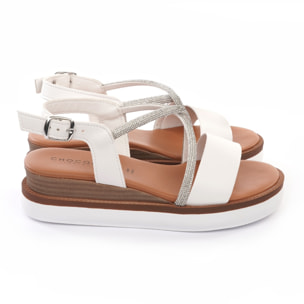 SANDALO ZEPPA BRILLANTINI BIANCO