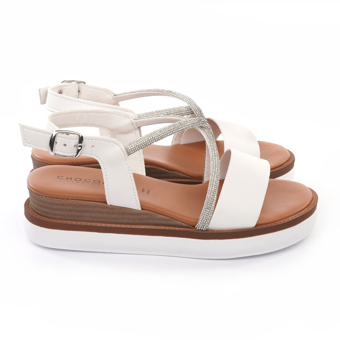 SANDALO ZEPPA BRILLANTINI BIANCO