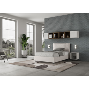 Cama de una plaza y medio sin somier acolchada 120x190 cuero sintético blanco Antea Large