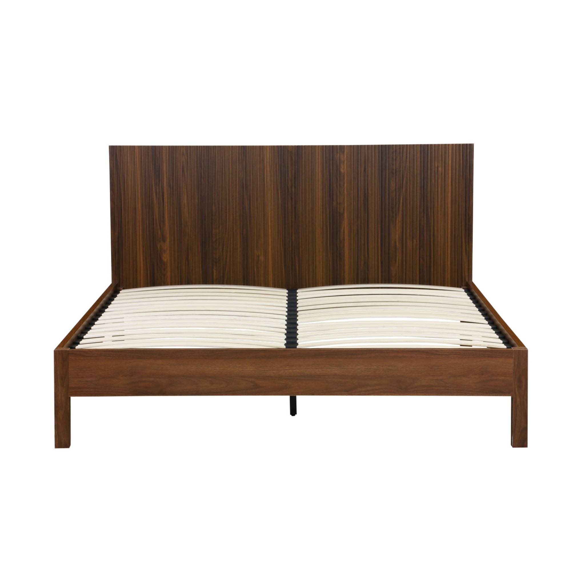 Lit avec sommier à lattes et tête de lit 160x200cm décor bois LINEAR