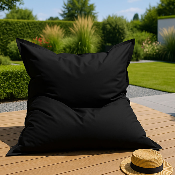 Pouf rectangulaire d'extérieur XXL 180x140cm noir THIES