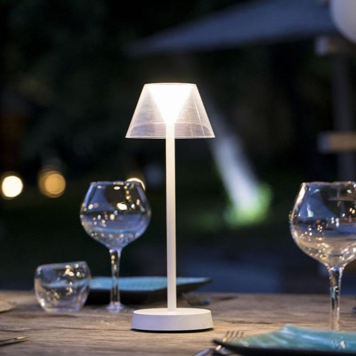 Lampe de table sans fil LED BEVERLY WHITE H34CM