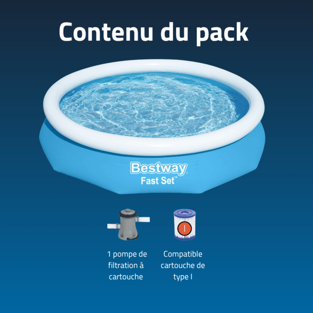 Bestway Piscine gonflable ronde Bestway Fast Set 305 x 66 cm bleu