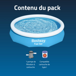 Bestway Piscine gonflable ronde Bestway Fast Set 305 x 66 cm bleu