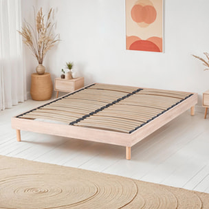 Ensemble Matelas Émeraude & Sommier Kit Bois, Mémoire de Forme & Air System, 25 cm, Accueil Moelleux, Soutien Ferme, Lattes Actives