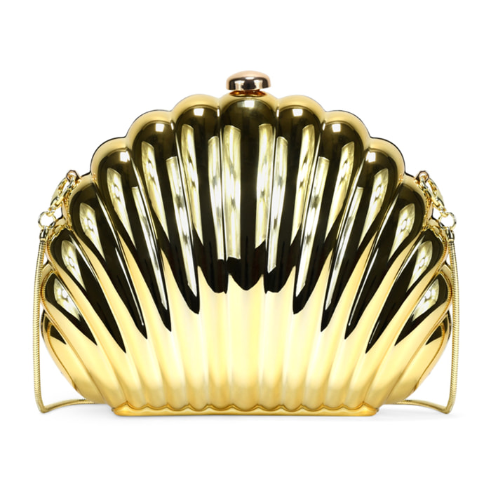 Bolso de mano concha dorada de metal