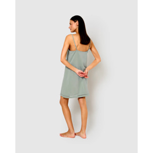 Camisón corto tirantes vainica verde azulado