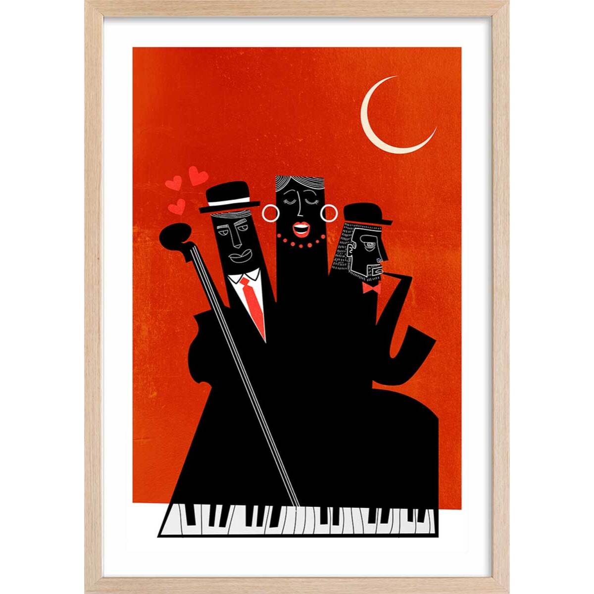 Poster musique trio Affiche sous cadre bois