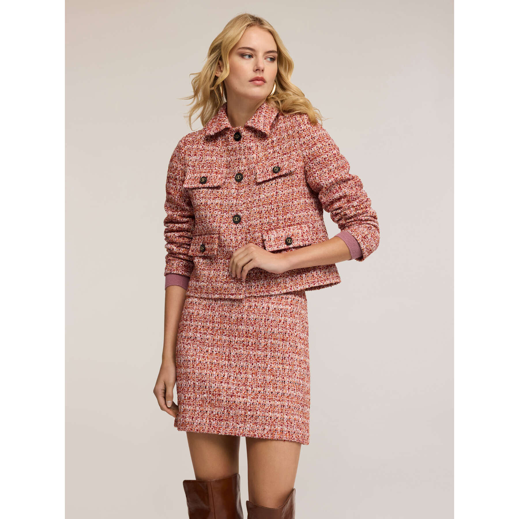 Motivi - Chaqueta corta de tweed - Rojo