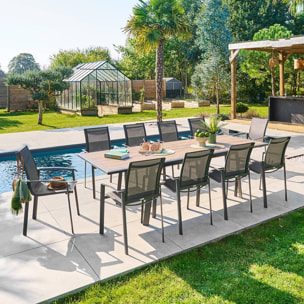 Table de jardin 10 places Pavane extensible gris graphite