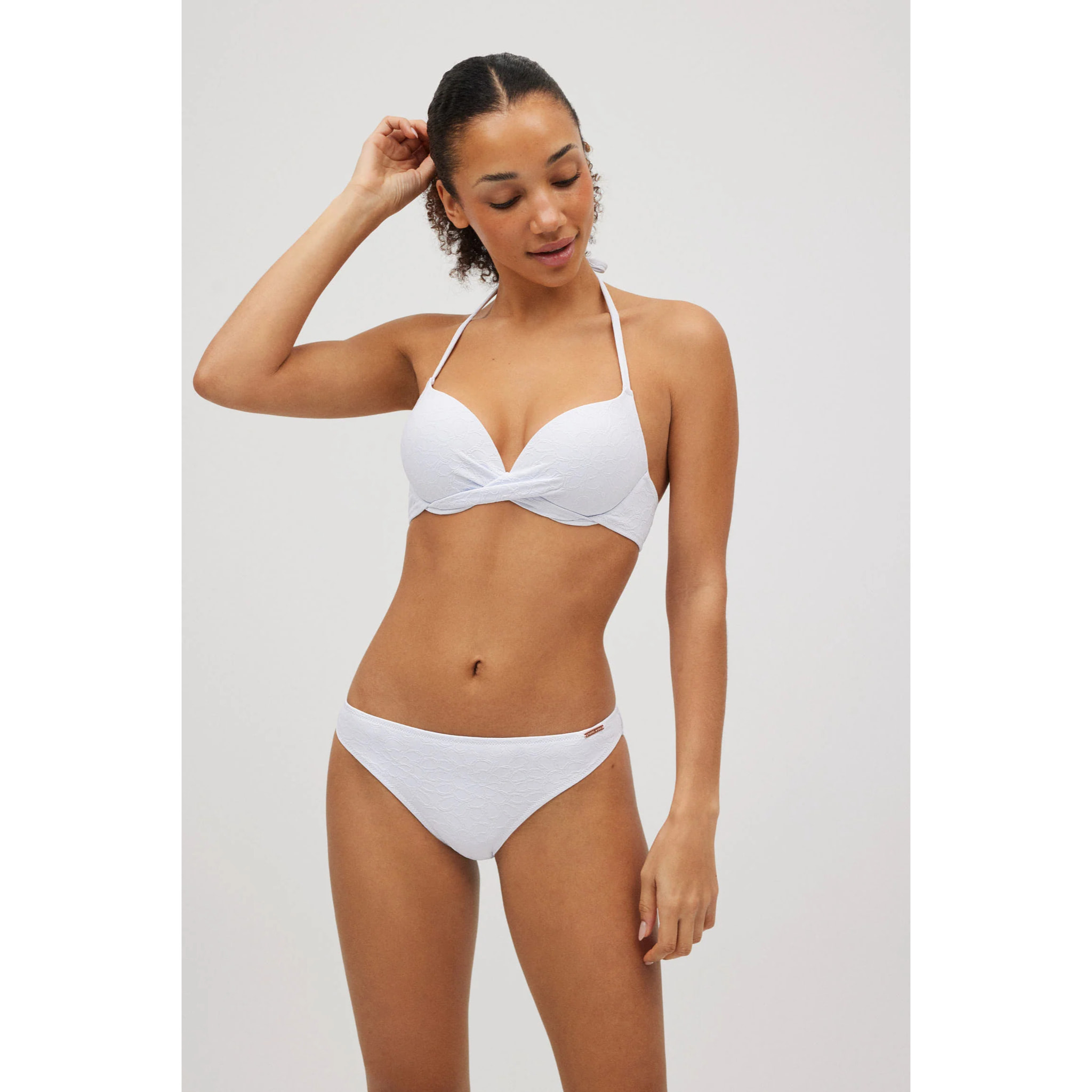 Set bikini push-up doppio strutturato bianco