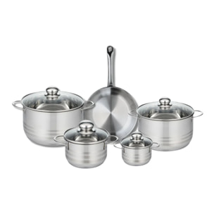 Ensemble de 1 Poêle de cuisson 24 cm et 4 faitouts 12, 16, 20 et 24 cm Elo Profi Brillant