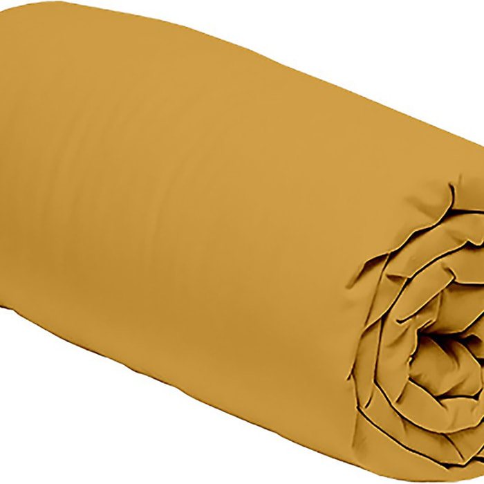 Drap housse 100% percale de coton 80fils_moutarde