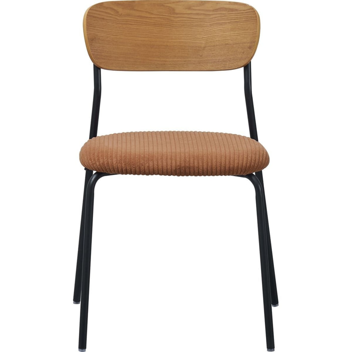 Lot de 2 chaises en bois et velours côtelé - LEYA