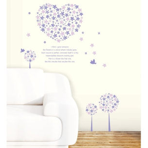 Stickers Muraux décoration adhésifs Coeur violet