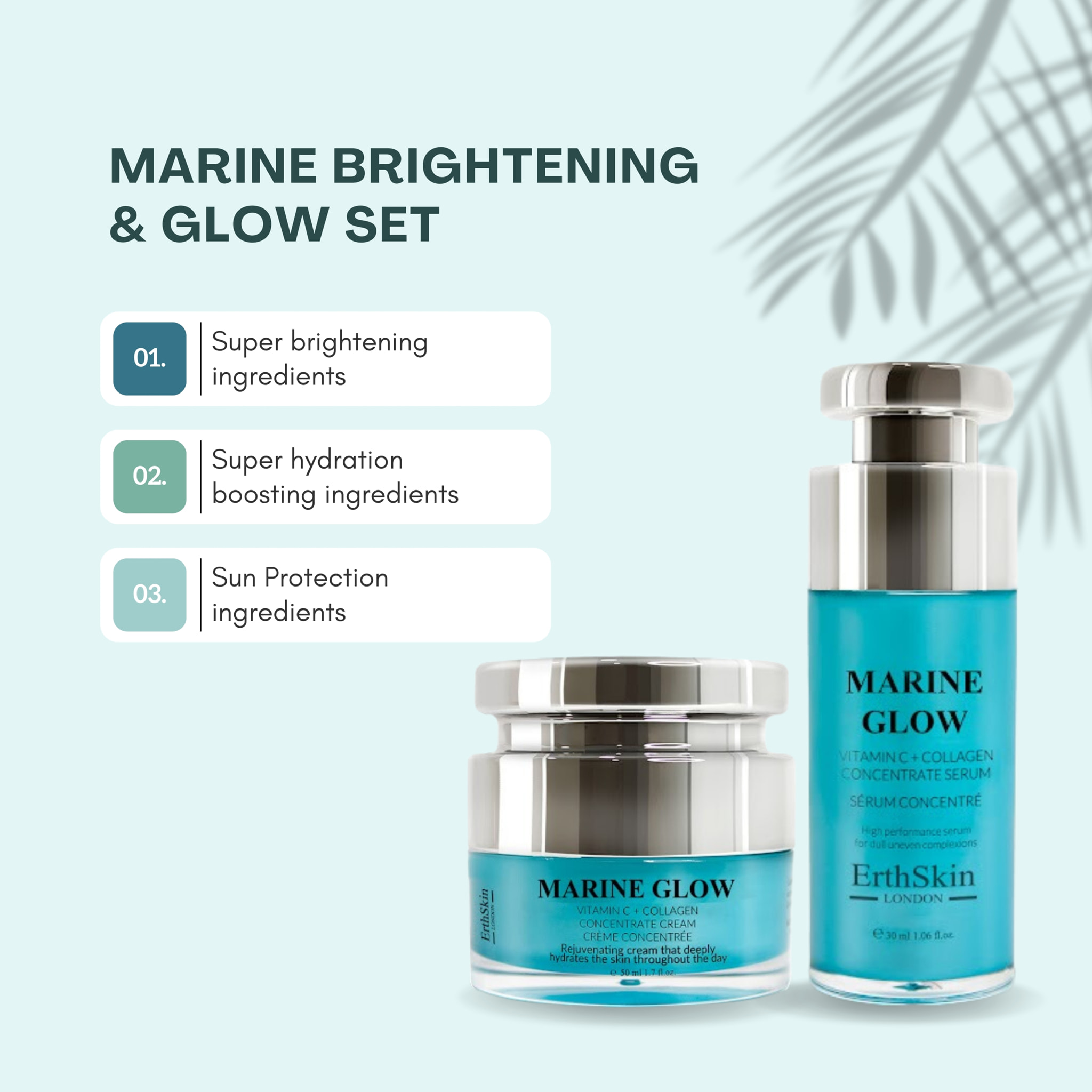 Conjunto radiante de vitamina C marina