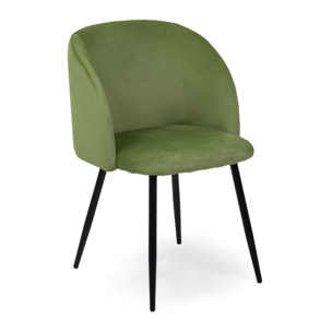 Poltrona Ruby Vacchetti in velluto verde con struttura nera cm56,5x54h81