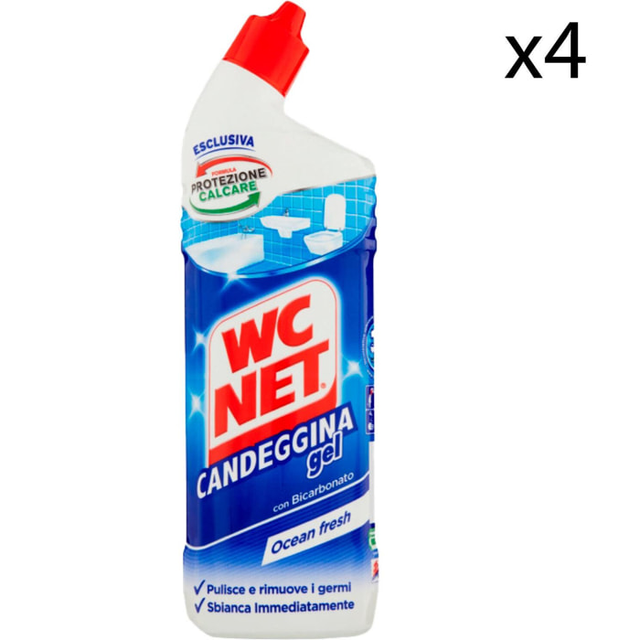 4x WC Net Candeggina Gel con Bicarbonato Sbiancante - 4 Flaconi da 700ml