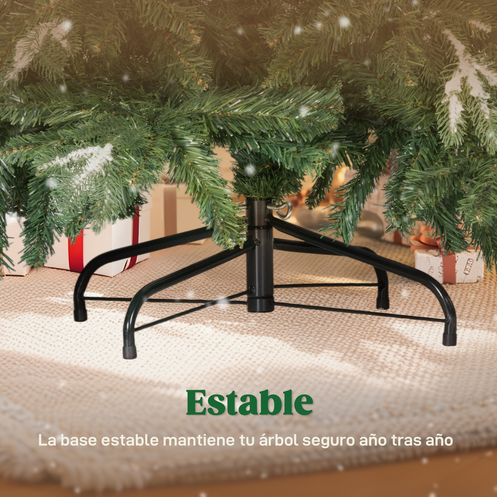 Árbol de Navidad Artificial 150 cm, Ramas Realistas con Efecto Nieve, Árbol de Navidad con Soporte de Acero, Base Plegable, Montaje Rápido, Decoración Navideña para Hogar, Fiesta