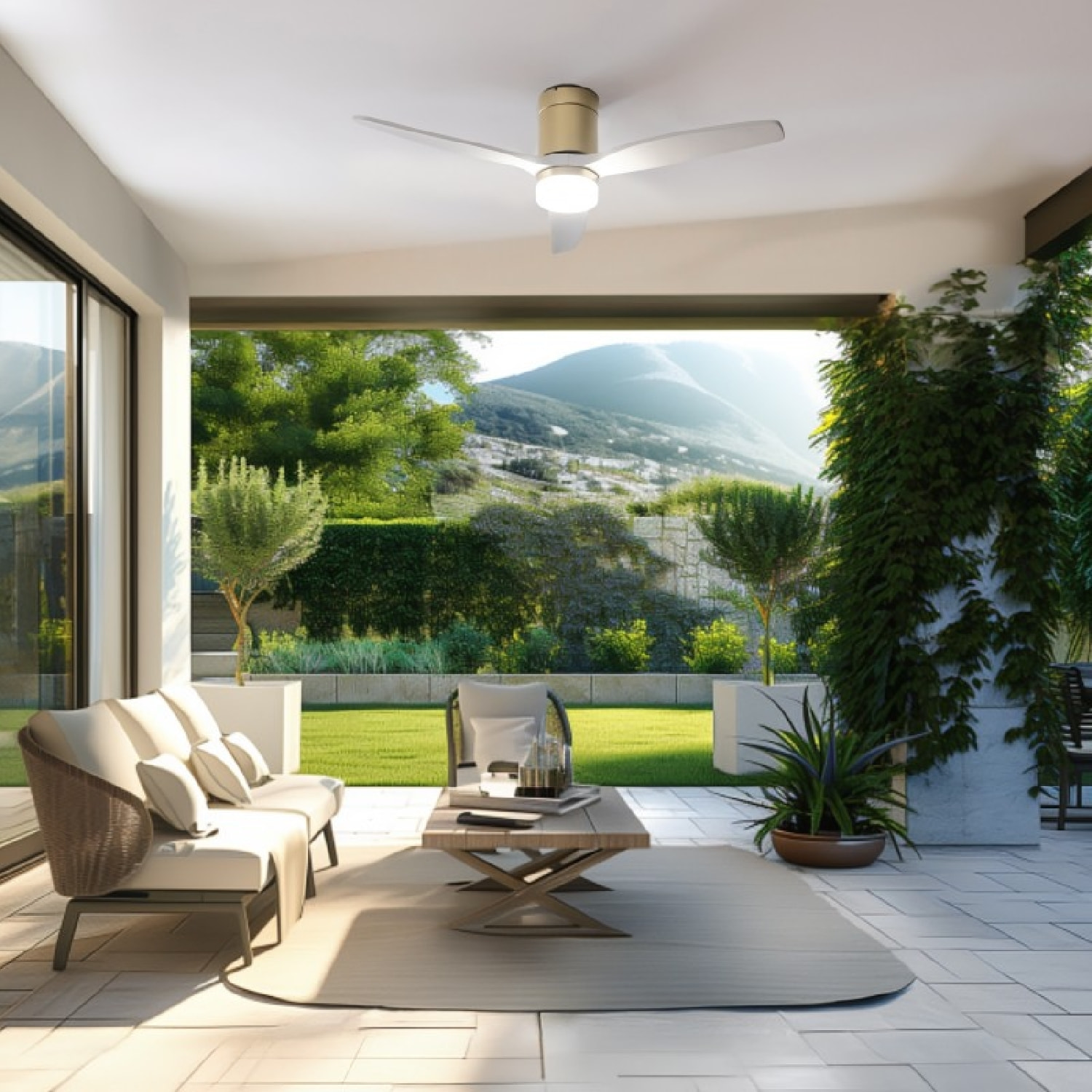 Cecotec Ventilatore da soffitto con luce EnergySilence Aero 5600 Aqua GoldWhiteW