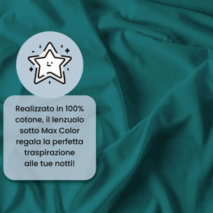 LENZUOLO SOTTO CON ANGOLI MAX COLOR, 100% COTONE MADE IN ITALY - MATRIMONIALE MAXI