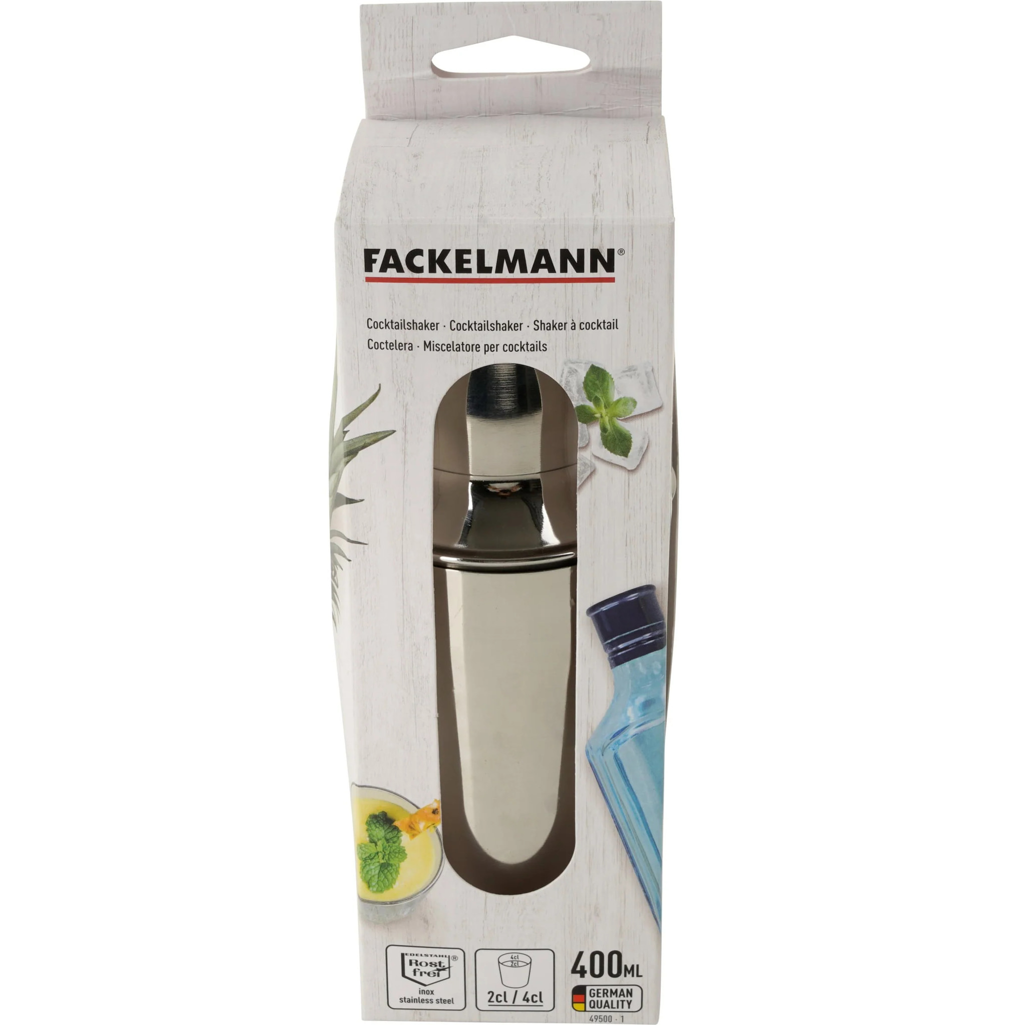 Set Shaker à cocktails en inox 400 ml et Doseur à alcool 2 cl et 4 cl Fackelmann Bar Concept