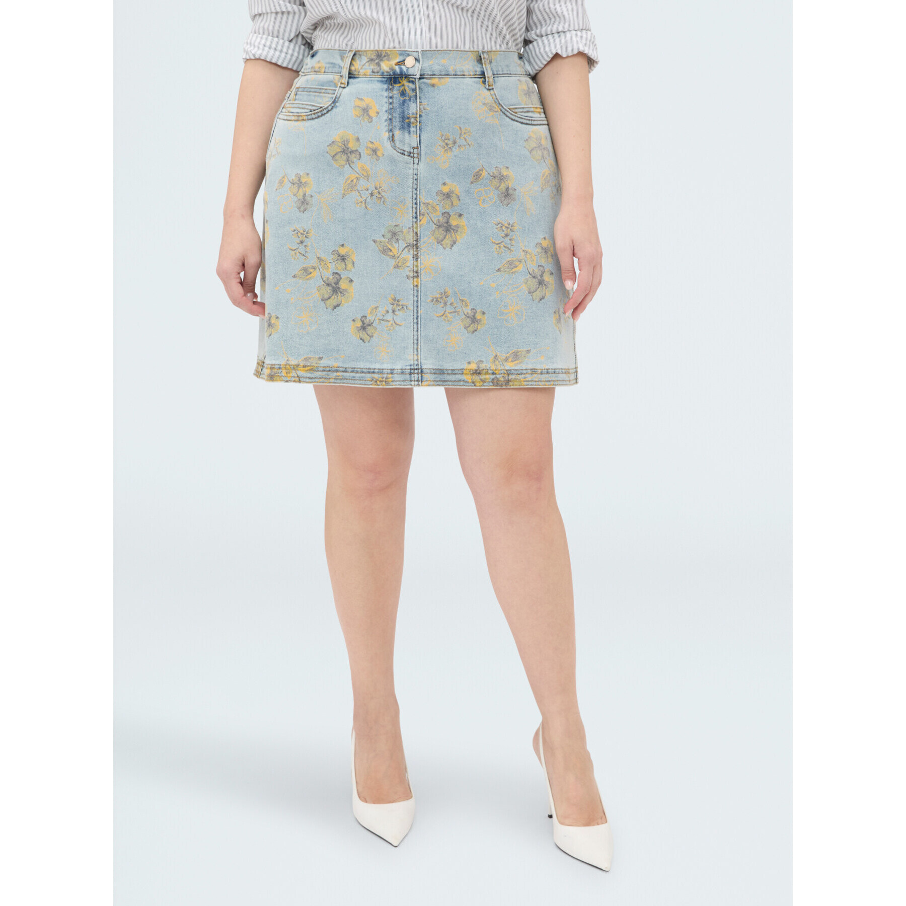 Fiorella Rubino - Minifalda de denim con estampado floral - Light - blue