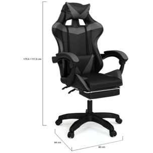 Fauteuil de bureau spécial gaming noir et gris