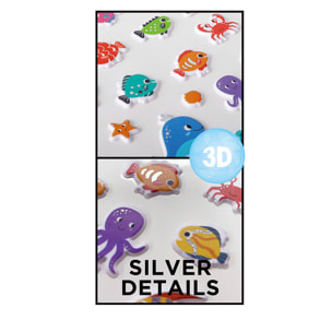 PACK 24 Uds. PEGATINAS STICKERS RELIEVE DISEÑO BAJO EL MAR