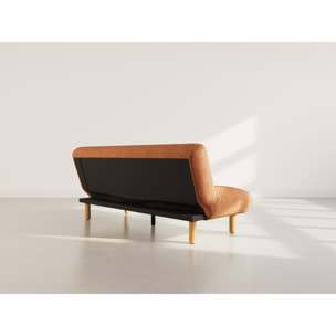 Soan - Banquette 2 places convertible clic-clac en velours texturé - Terracotta