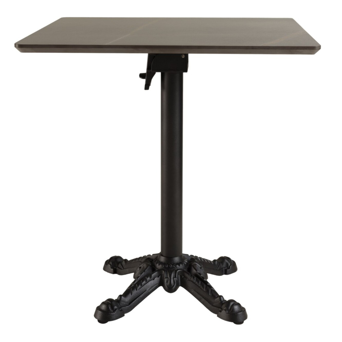 ICARE - Ensemble n°1: table bistrot 70x70cm pliable en céramique marbré noir