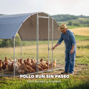 Gallinero para Exterior, 2,8x1,7x1,9 m, 4,7 m², Gallinero de Acero Galvanizado con Cubierta de Tela Oxford, Anti-UV e Impermeable, Puerta y Pestillos, Jaula para 5-8 Gallinas, Plata