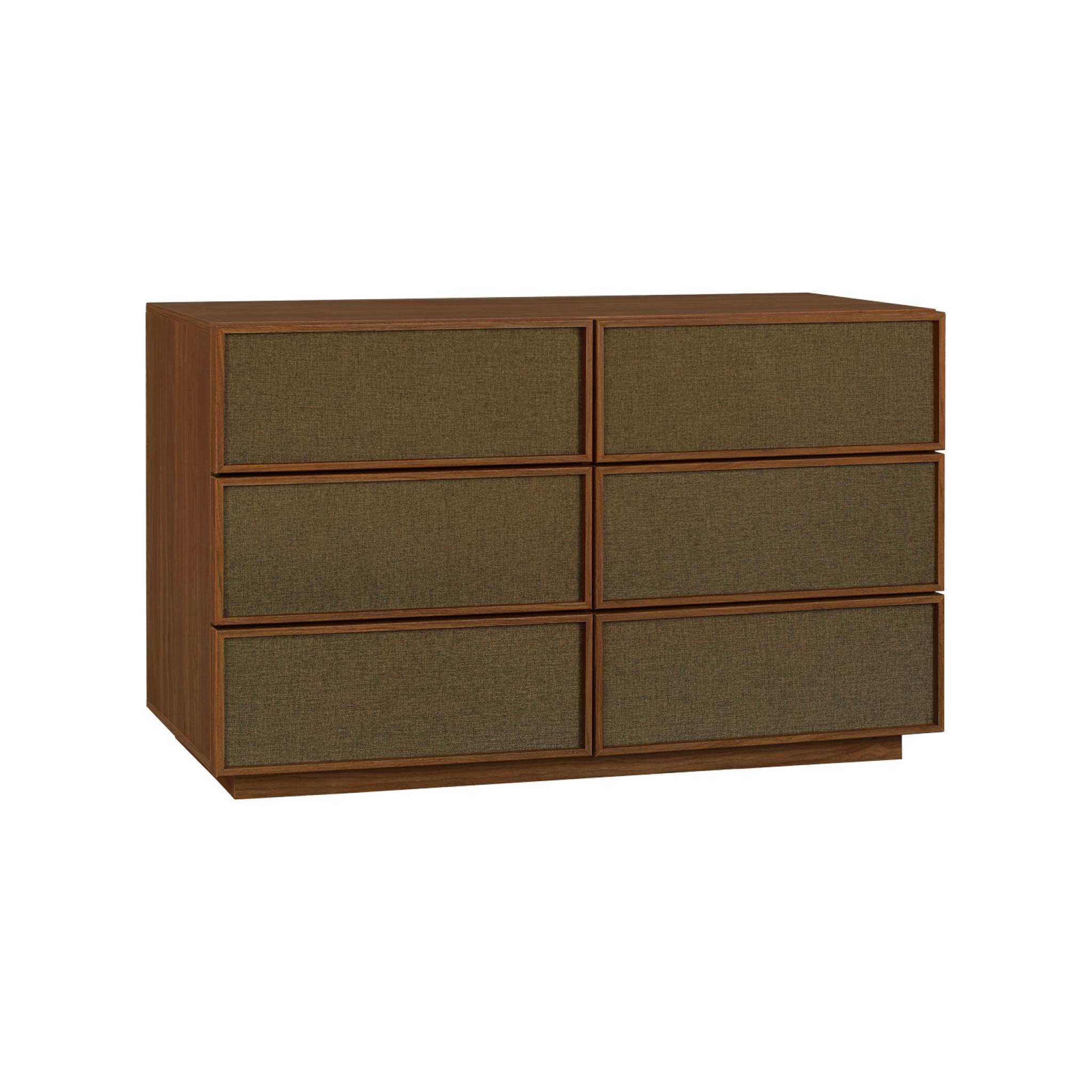 Commode de rangement décor bois et tissu 6 tiroirs KUBA
